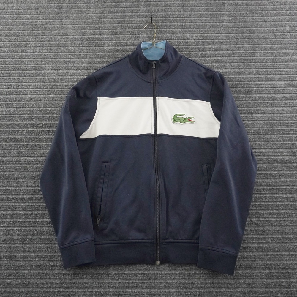 Lacoste Track Jacket Big Crocodile 5 Large Navy Blue Colorblock Full Zip